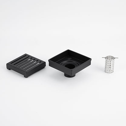 Radiant Slotted Square Shower Grate - 100 mm + 74mm outlet - Matt Black