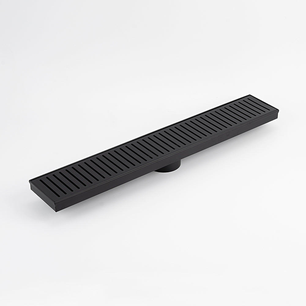 Radiant Slotted Linear Shower Grate - 600 mm length + 74mm outlet - Matt Black