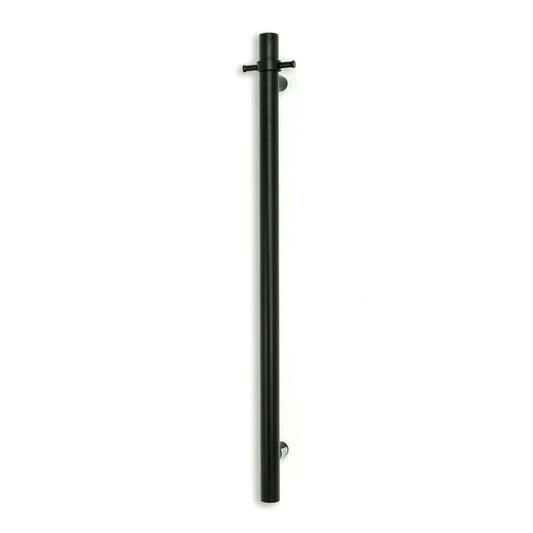 Radiant Matt Black Vertical 950mm Round NON-HEATED Single Bar Towel Rail