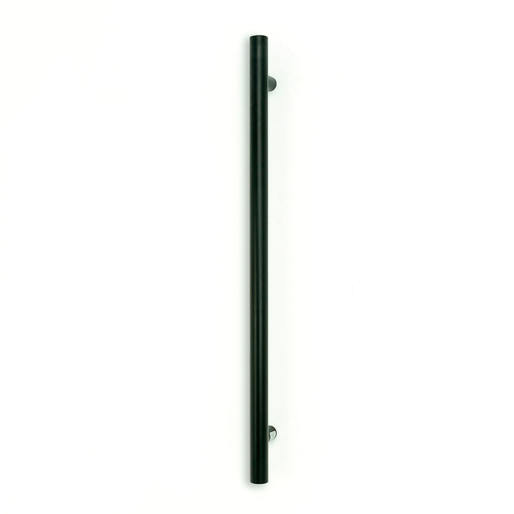 Radiant Matt Black Vertical 950mm Round NON-HEATED Single Bar Towel Rail