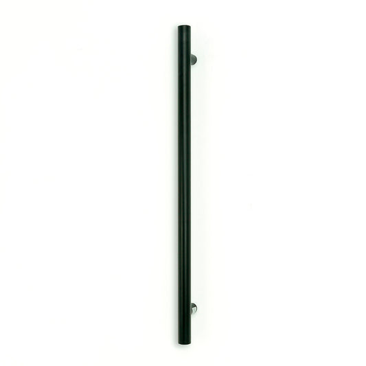 Radiant Matt Black Vertical 950mm Round NON-HEATED Single Bar Towel Rail