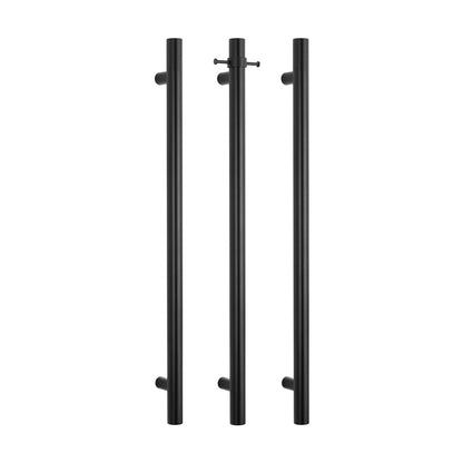 Radiant Vertical Single HEATED Towel Bar 40mm X 950mm Matt Black