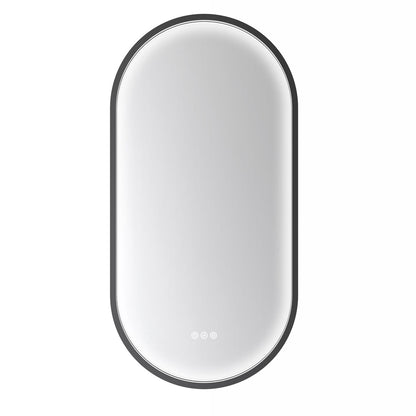 Radiant KÄPSEL - Matt Black - 500mm x 1000mm LED Mirror