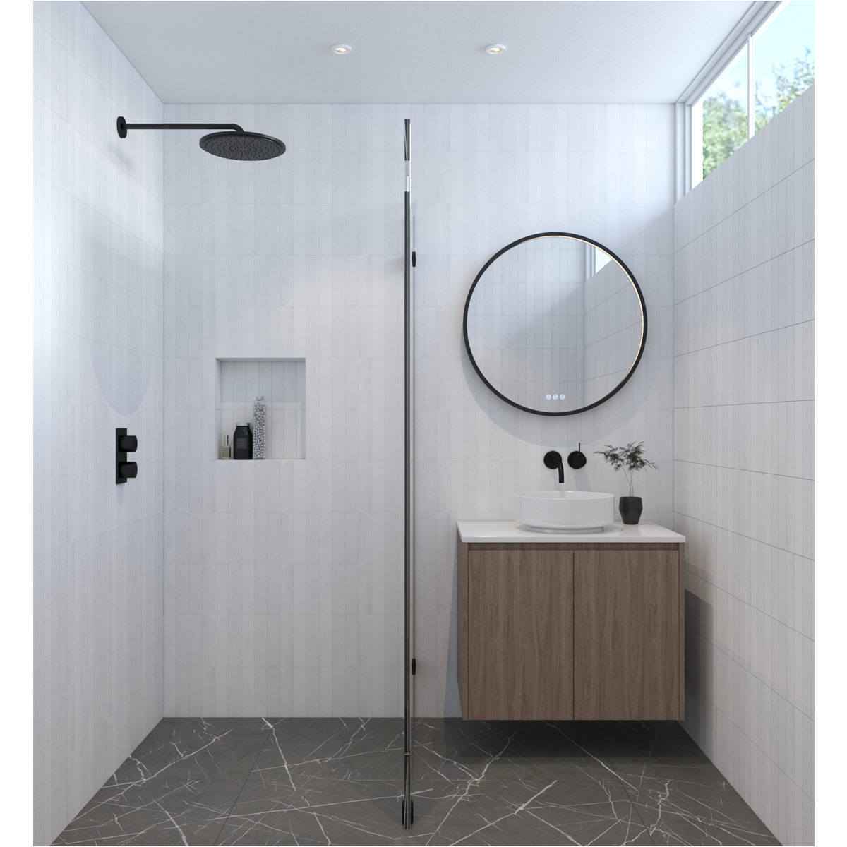 Radiant OLËK - Matt Black - 900mm LED Mirror