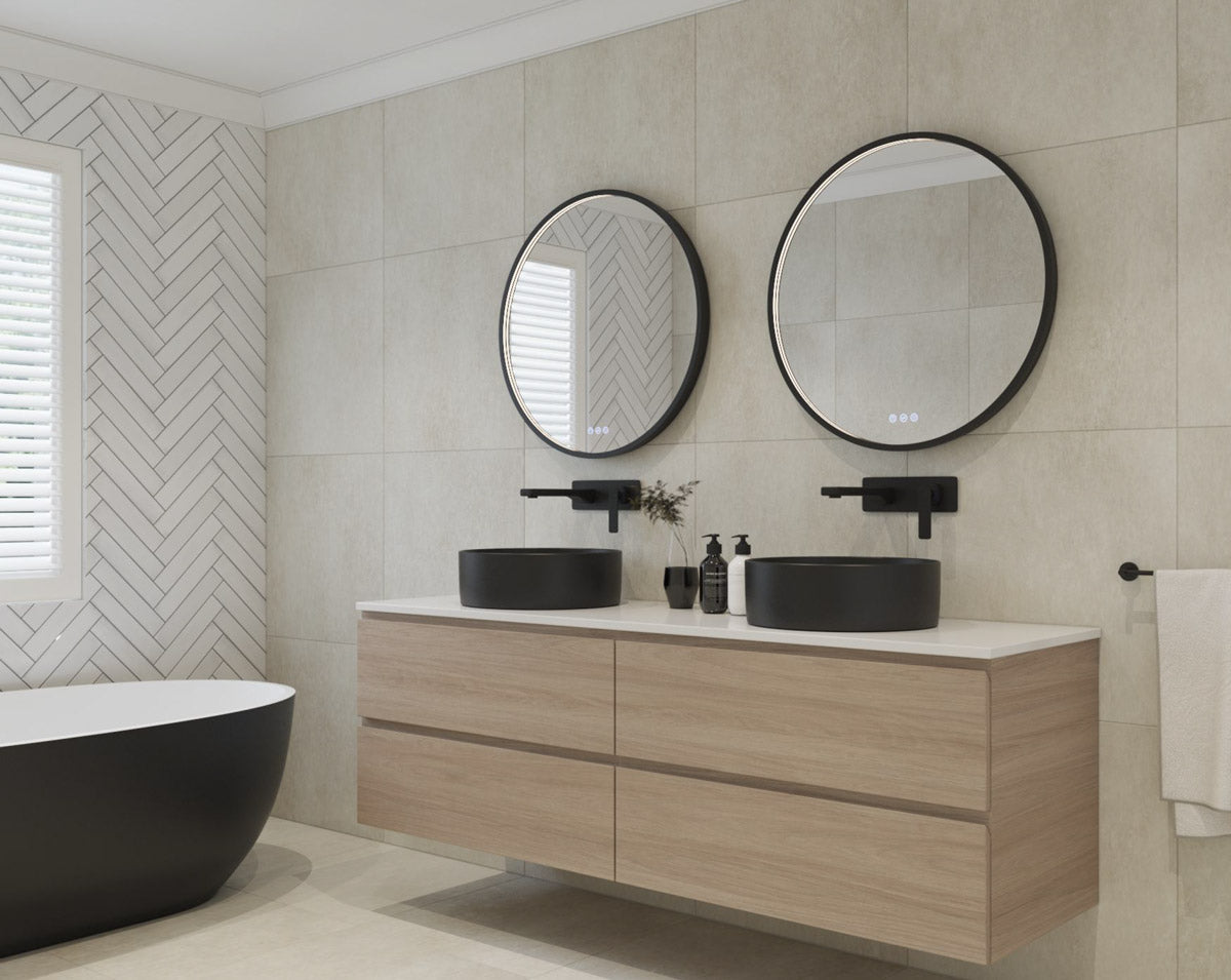 Radiant OLËK - Matt Black - 900mm LED Mirror
