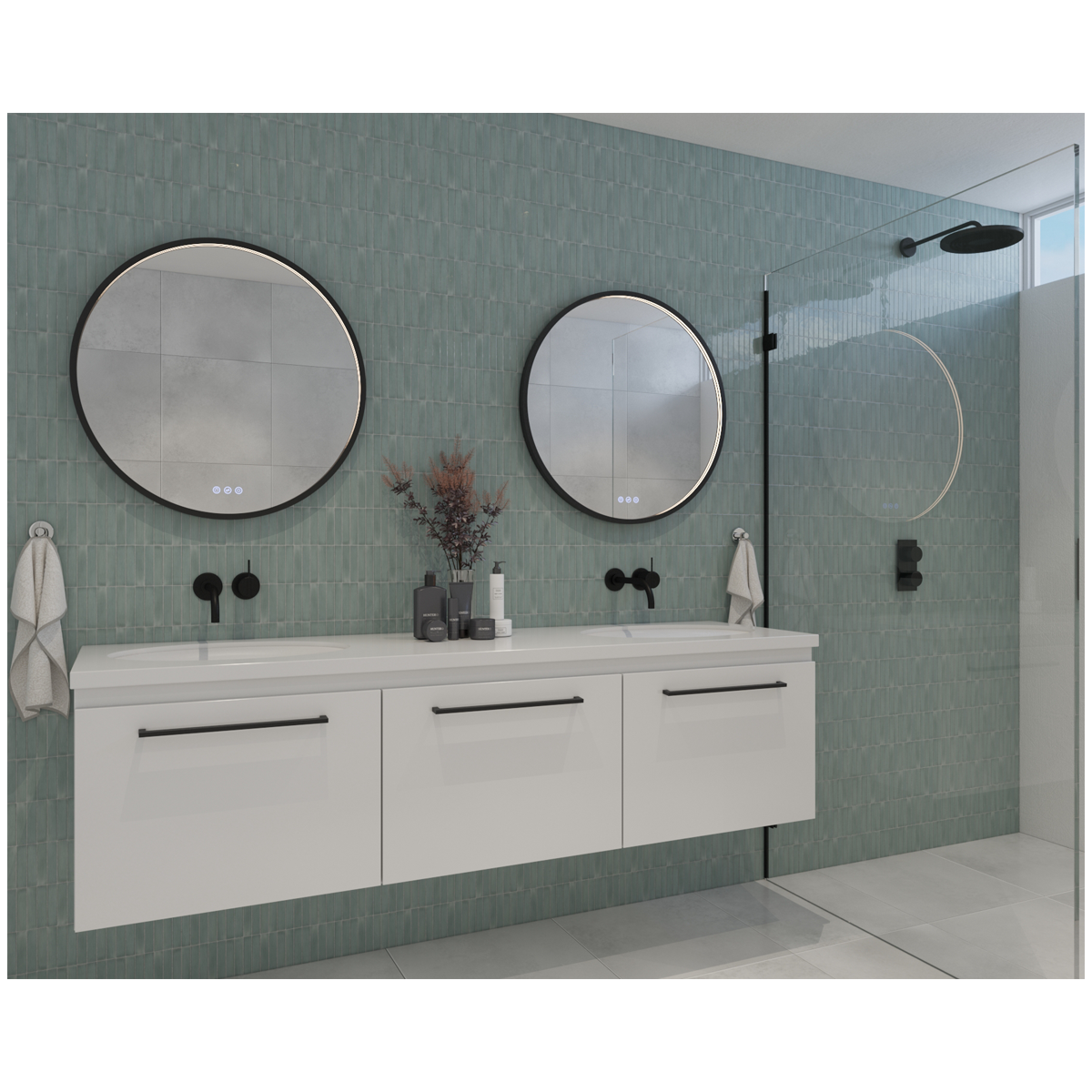 Radiant OLËK - Matt Black - 600mm LED Mirror
