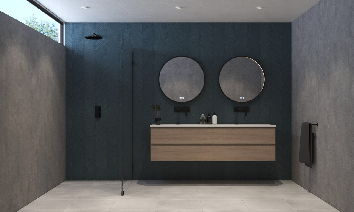 Radiant OLËK - Matt Black - 600mm LED Mirror