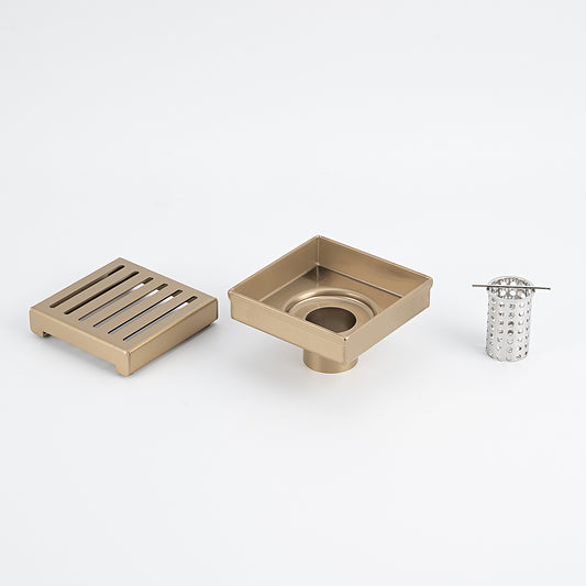 Radiant Slotted Square Shower Grate - 100 mm + 74mm outlet - Brushed Nickel