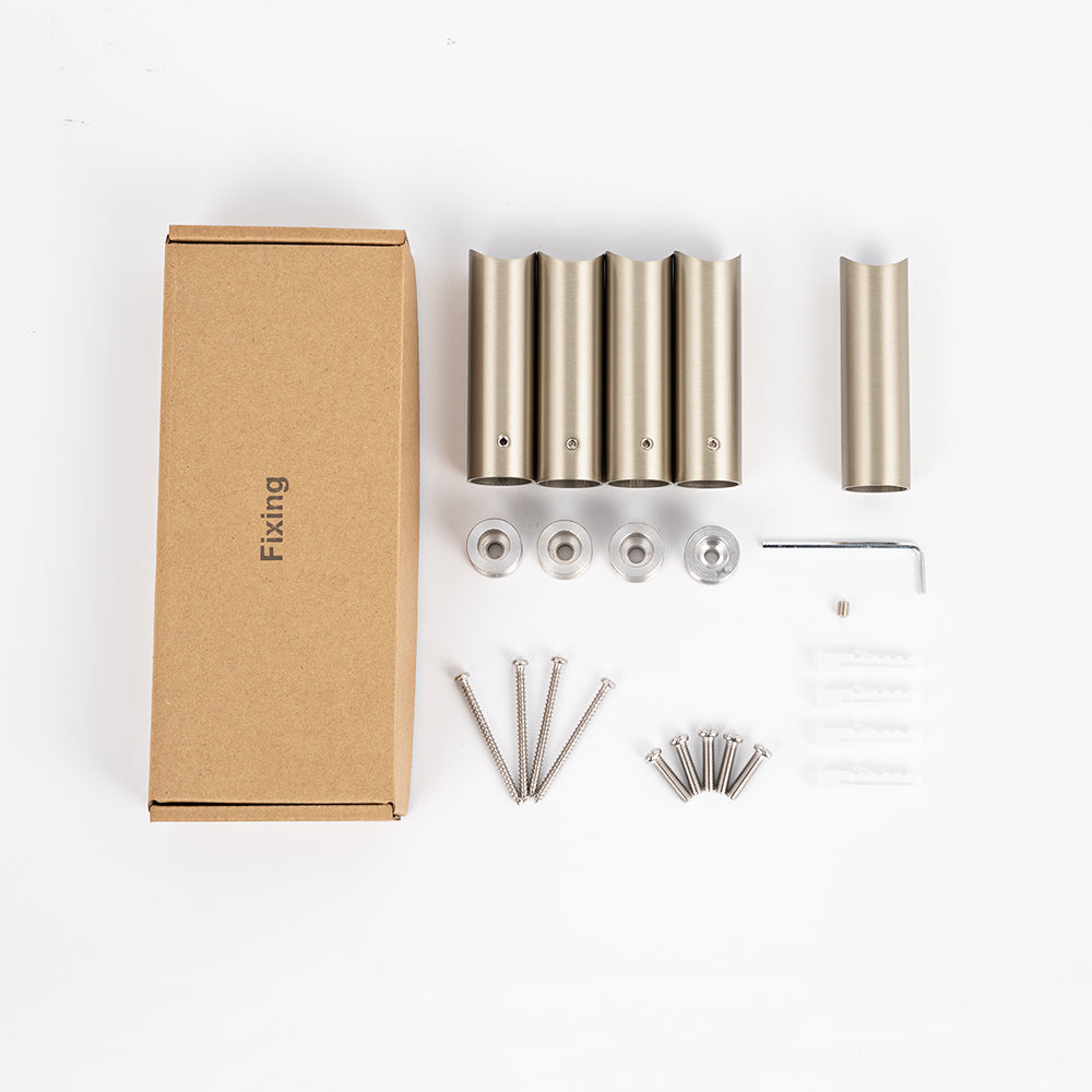 Radiant Full set brushed nickel round 80mm brackets & fixings