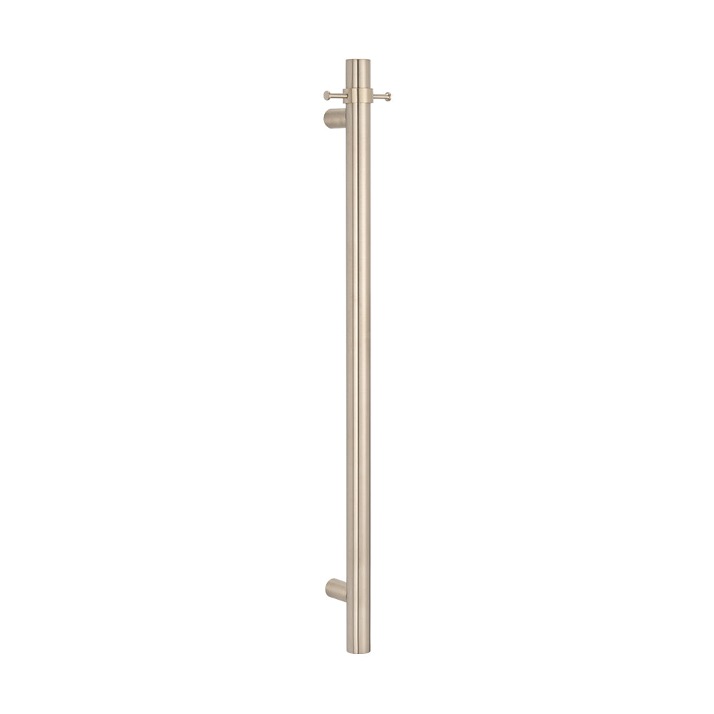 Radiant Vertical Single HEATED Towel Bar 40mm X 950mm Brushed Nickel