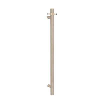 Radiant Vertical Single HEATED Towel Bar 40mm X 950mm Brushed Nickel