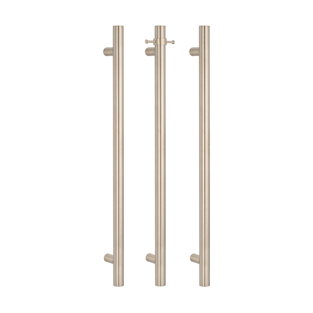 Radiant Vertical Single HEATED Towel Bar 40mm X 950mm Brushed Nickel