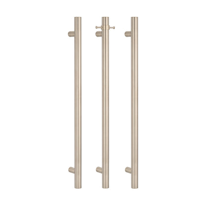 Radiant Vertical Single HEATED Towel Bar 40mm X 950mm Brushed Nickel