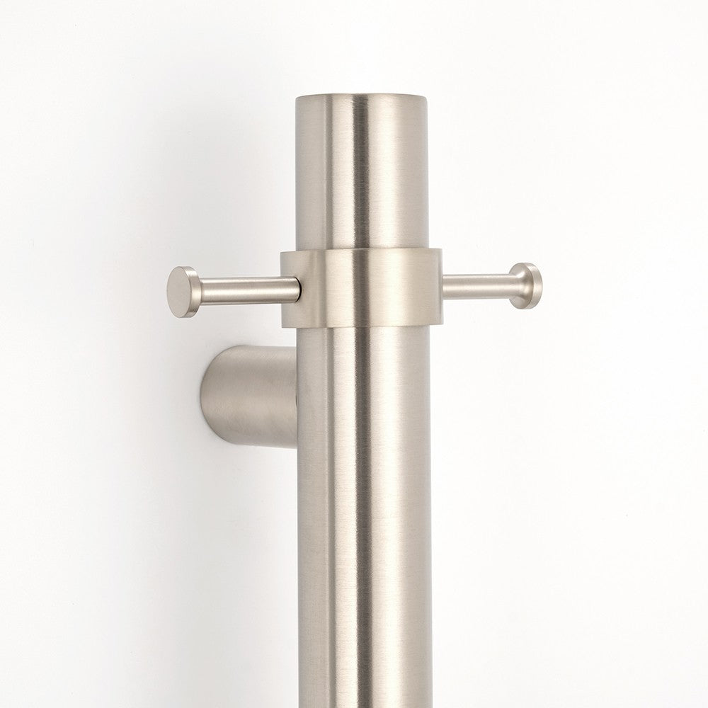 Radiant Vertical Towel Rail Hook for Vertical HEATED Bar Brushed Nickel