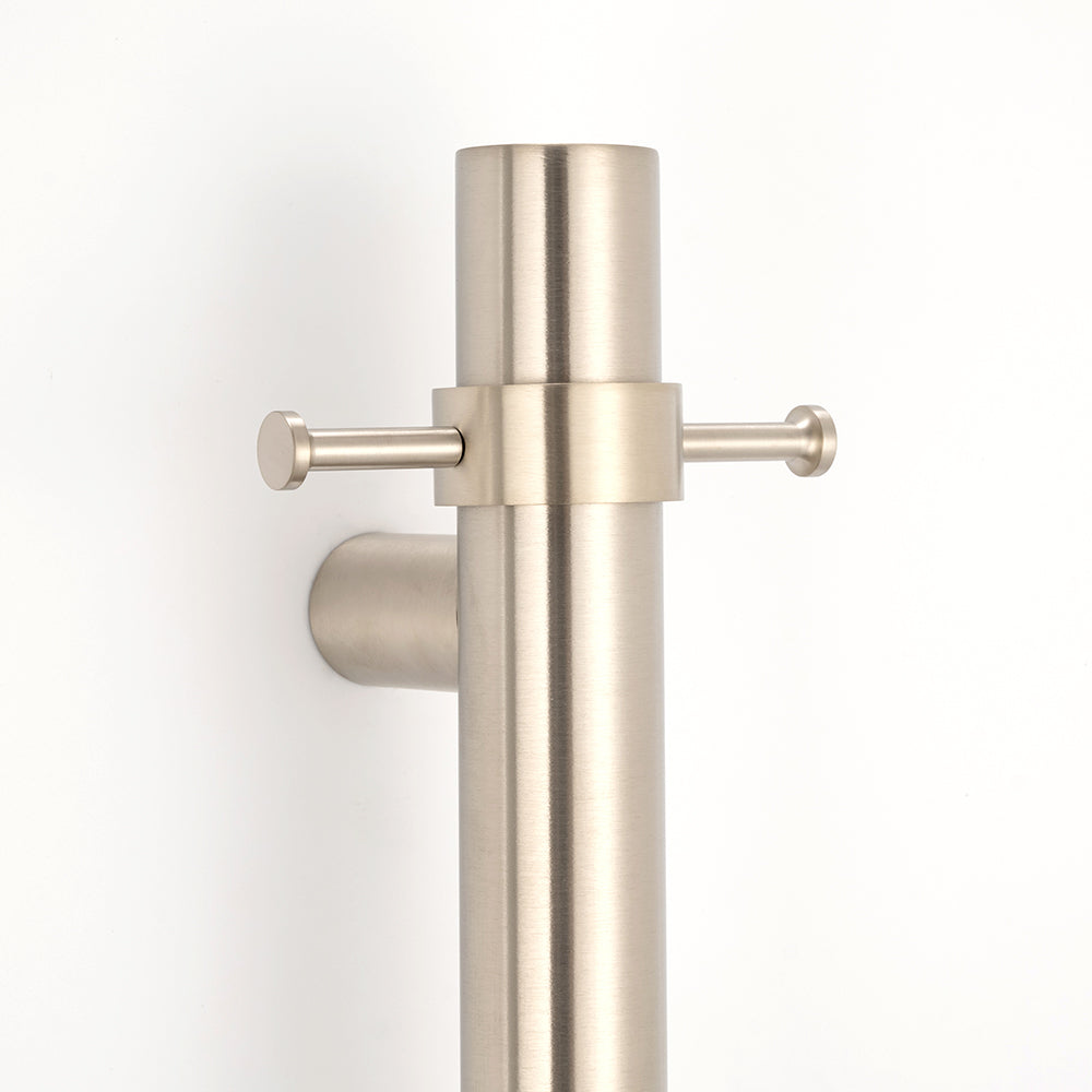 Radiant Vertical Single HEATED Towel Bar 40mm X 950mm Brushed Nickel