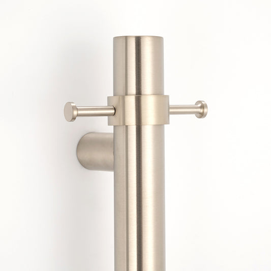Radiant Vertical Single HEATED Towel Bar 40mm X 950mm Brushed Nickel