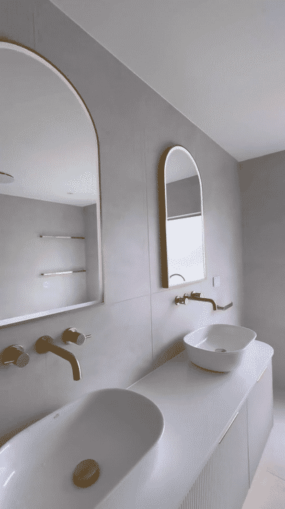 Bondi 1800mm Satin White Fluted Wall Hung Curve Cabinet Only