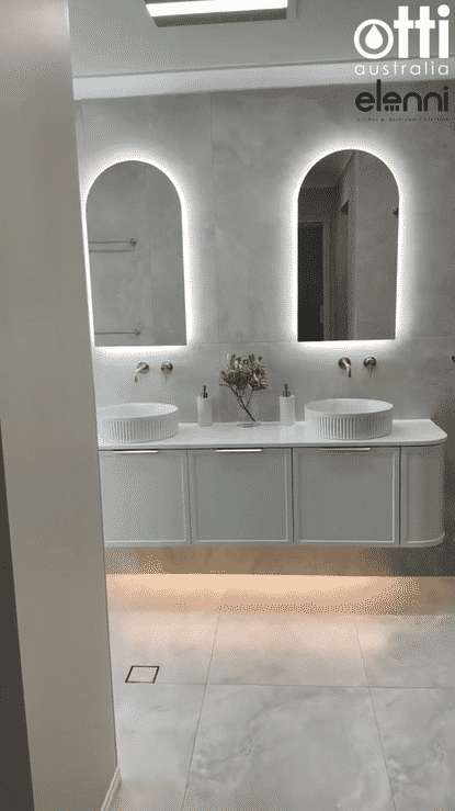 Hampshire 1800mm Satin White Wall Hung Curve Cabinet Only