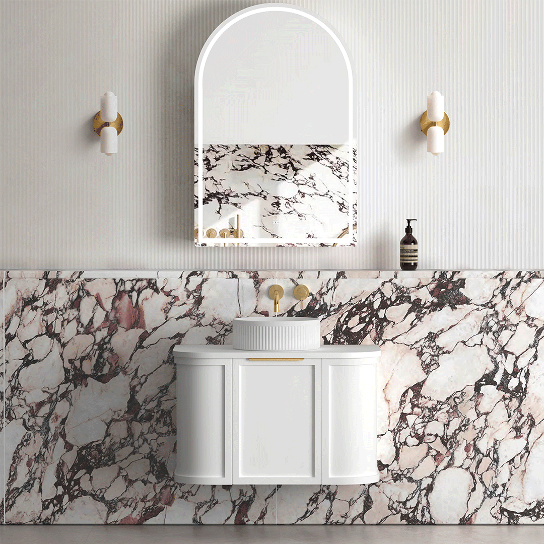 Hampshire 750mm Satin White Wall Hung Curve Cabinet Only