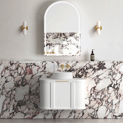 Hampshire 750mm Satin White Wall Hung Curve Cabinet Only