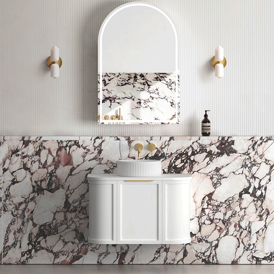 Hampshire 750mm Satin White Wall Hung Curve Cabinet Only