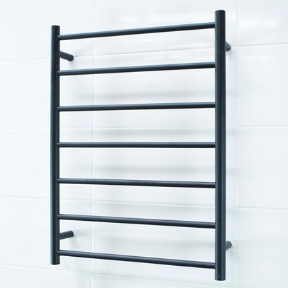 Radiant Low Voltage Matt Black 600 x 800mm Round HEATED Towel Rail RIGHT