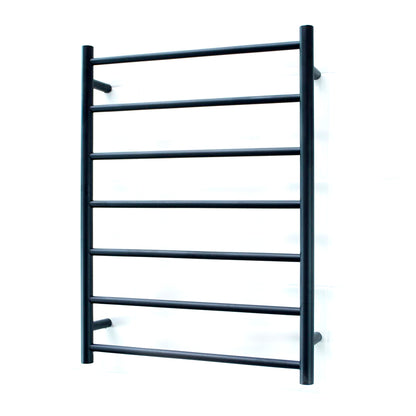 Radiant Low Voltage Matt Black 600 x 800mm Round HEATED Towel Rail RIGHT