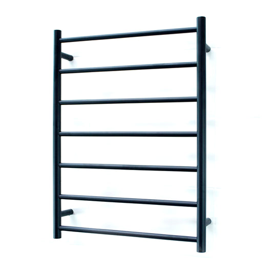 Radiant Low Voltage Matt Black 600 x 800mm Round HEATED Towel Rail RIGHT