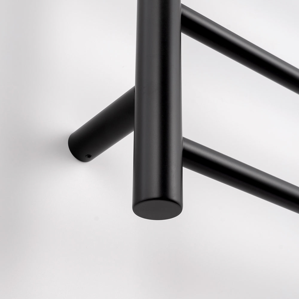 Radiant Low Voltage Matt Black 600 x 800mm Round HEATED Towel Rail RIGHT