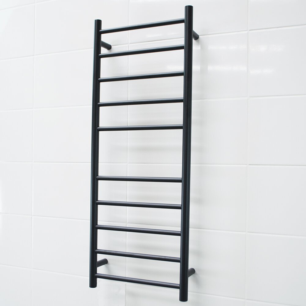 Radiant Matt Black 430 x 1100mm Round NON-HEATED Towel Rail