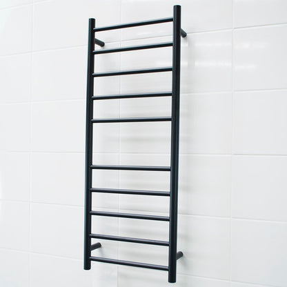 Radiant Matt Black 430 x 1100mm Round NON-HEATED Towel Rail