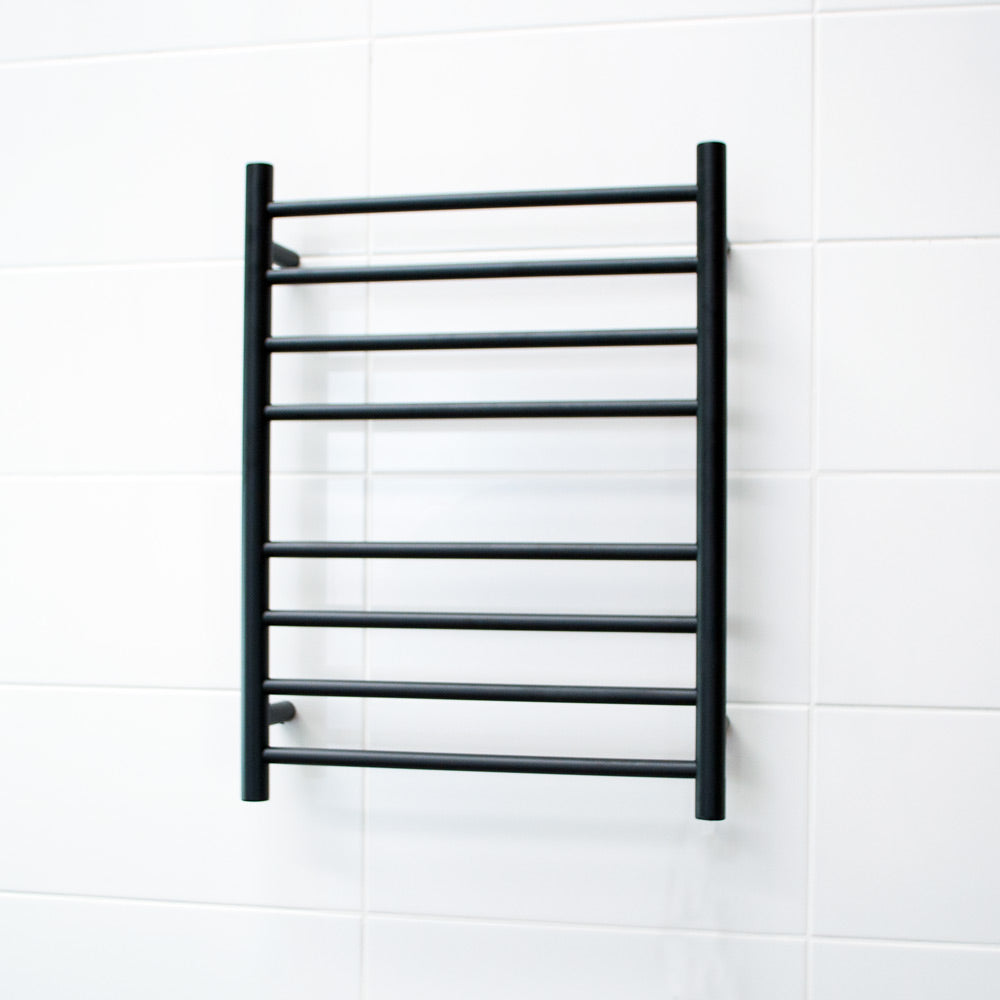 Radiant Matt Black 530 x 700mm Round NON-HEATED Towel Rail
