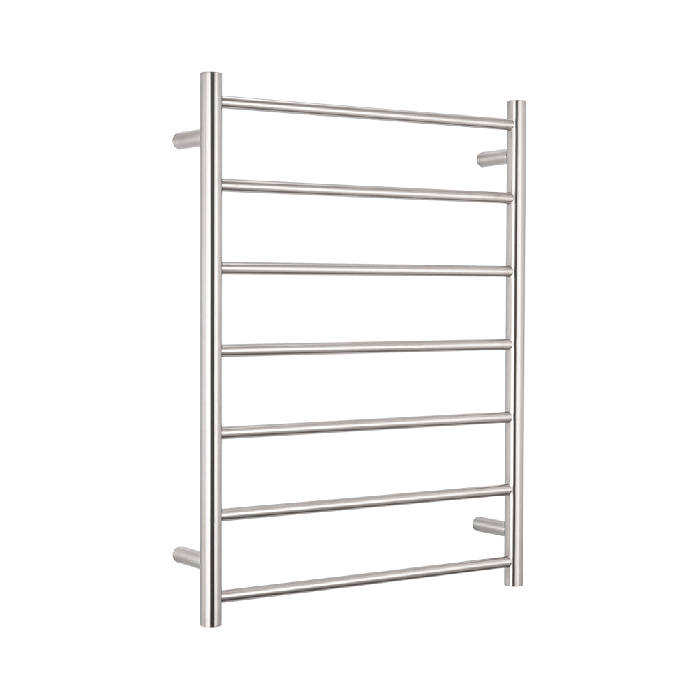 Radiant Low Voltage Brushed Satin 600 x 800mm Round HEATED Towel Rail LEFT
