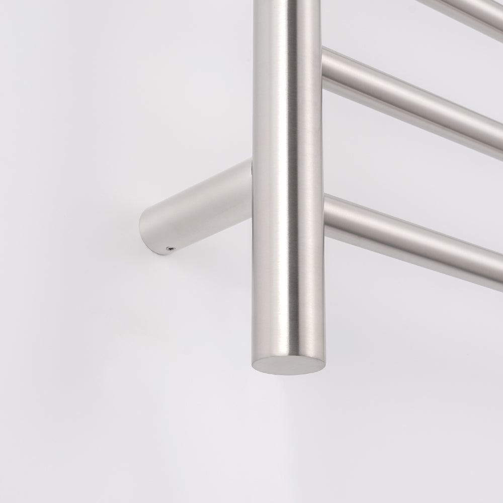 Radiant Low Voltage Brushed Satin 600 x 800mm Round HEATED Towel Rail LEFT