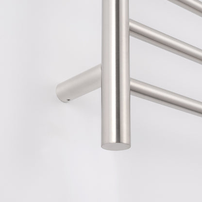 Radiant Low Voltage Brushed Satin 600 x 800mm Round HEATED Towel Rail LEFT