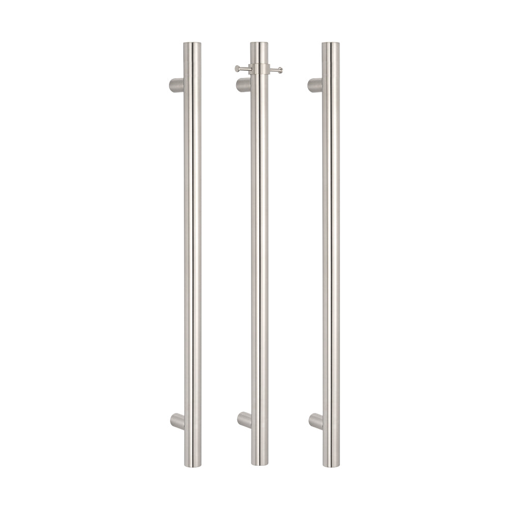 Radiant Vertical Single HEATED Towel Bar  40mm X 950mm - Brushed Satin