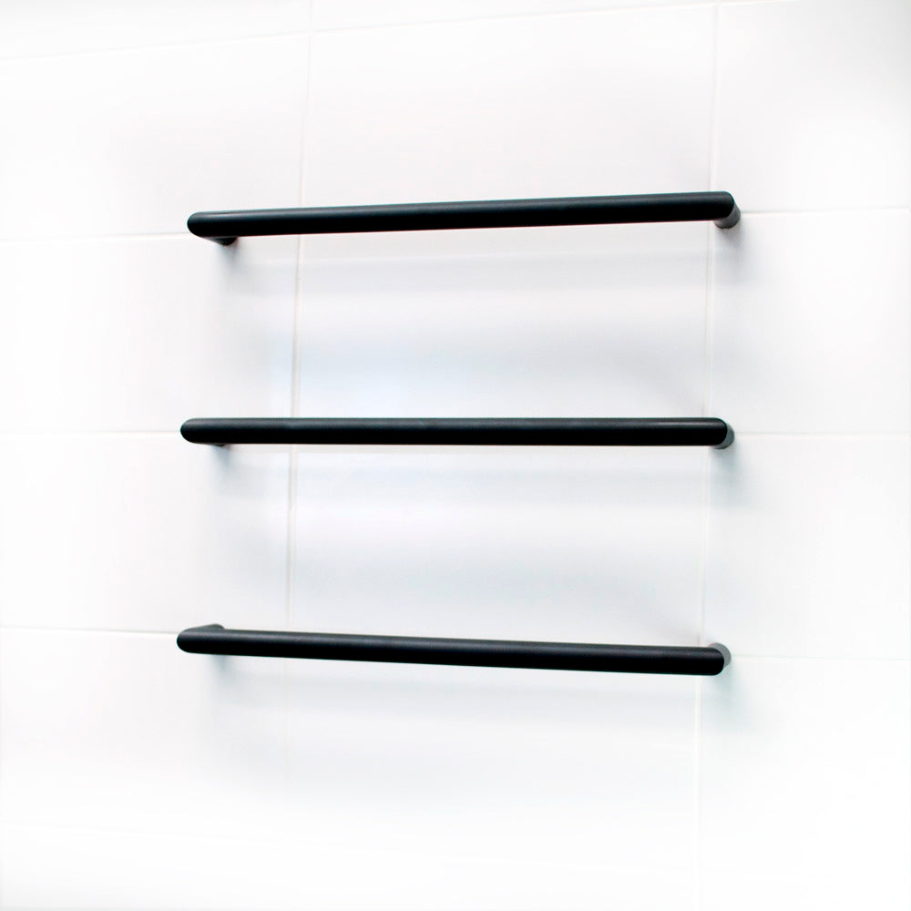Radiant Black 650mm Round Single Bar Towel Rail