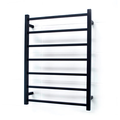 Radiant Matt Black 600 x 800mm Square HEATED Towel Rail RIGHT