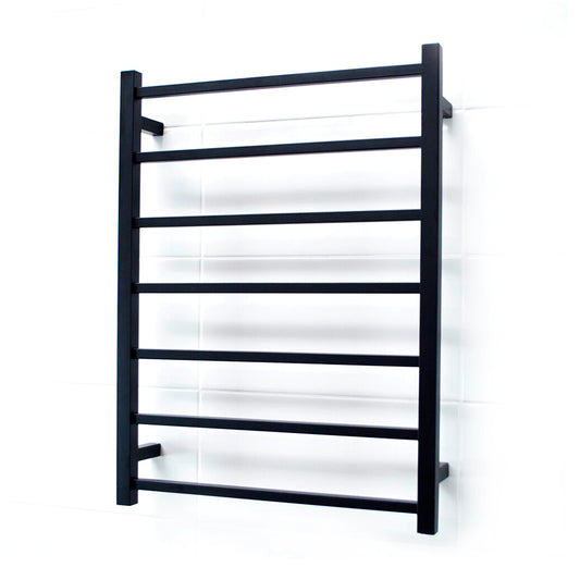 Radiant Matt Black 600 x 800mm Square HEATED Towel Rail RIGHT