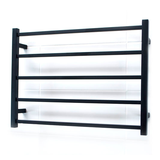 Radiant Matt Black 750 x 550mm Square HEATED Towel Rail RIGHT