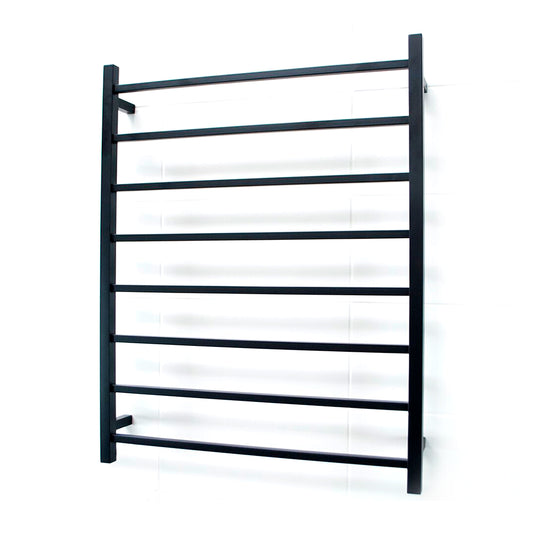 Radiant Matt Black 800 x 1000mm Square HEATED Towel Rail RIGHT