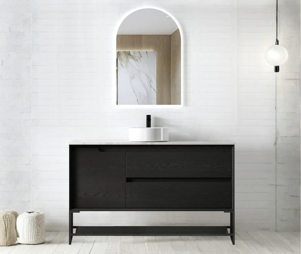 Byron 1200mm Black Oak Wall Hung Vanity - Cabinet Only with Leg