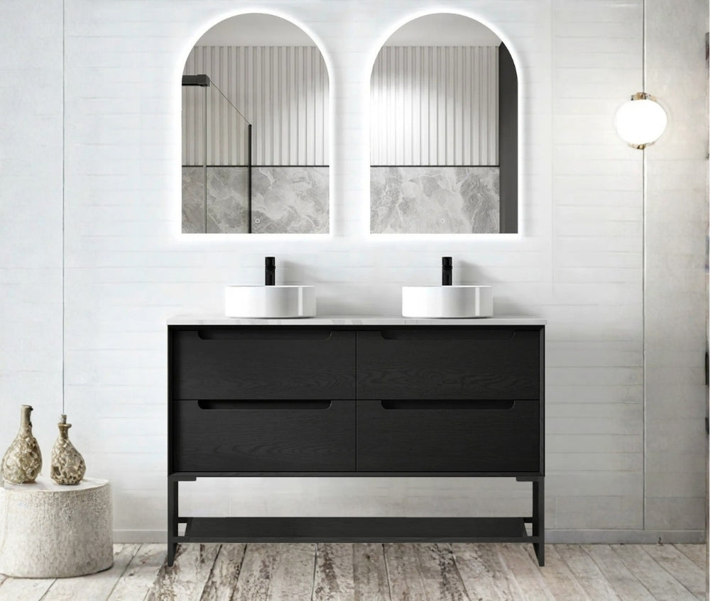 Byron 1200mm Black Oak Four Drawers Wall Hung Vanity - Cabinet Only with Leg