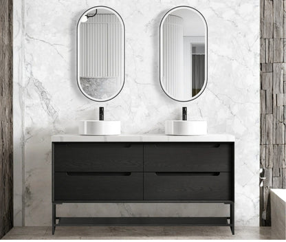 Byron 1500mm Black Oak Wall Hung Vanity - Cabinet Only with Leg