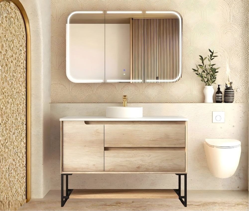 Byron 1200mm Natural Oak Wall Hung Vanity - Cabinet Only with Leg