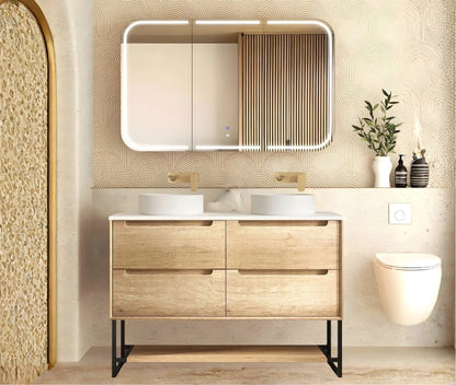 Byron 1200mm Natural Oak Four Drawers Wall Hung Vanity - Cabinet Only with Leg