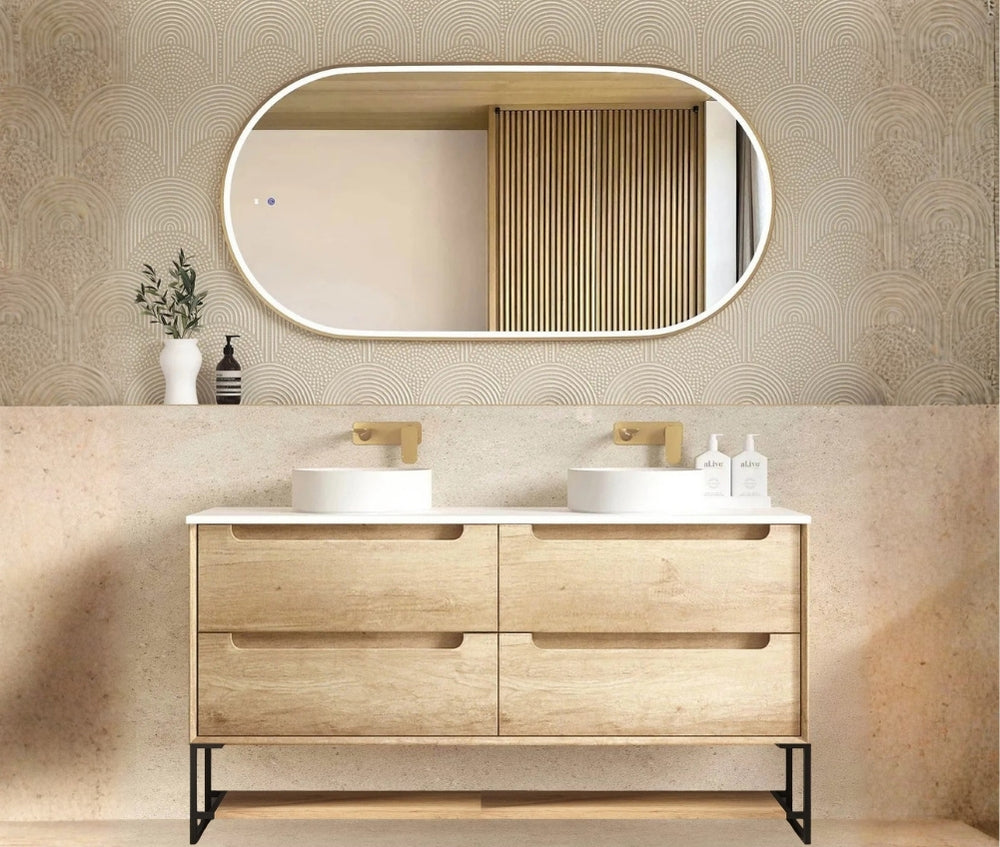 Byron 1500mm Natural Oak Wall Hung Vanity - Cabinet Only with Leg