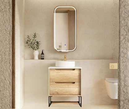Byron 600mm Natural Oak Wall Hung Vanity - Cabinet Only with Leg
