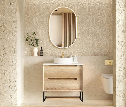 Byron 750mm Natural Oak Wall Hung Vanity - Cabinet Only with Leg