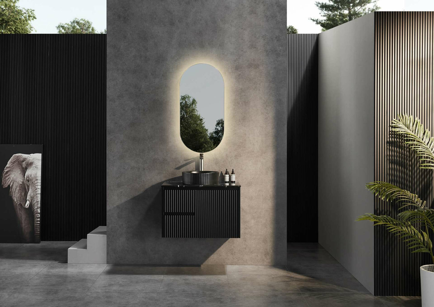750mm Brindabella Wall Hung Vanity PVC Left Side Drawers - Cabinet Only - Matte Black